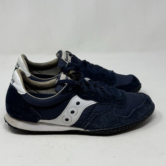 Saucony Bullet Core Sneakers Womens 8.5 Navy Blue Nylon Suede Running Shoes - Picture 1 of 16